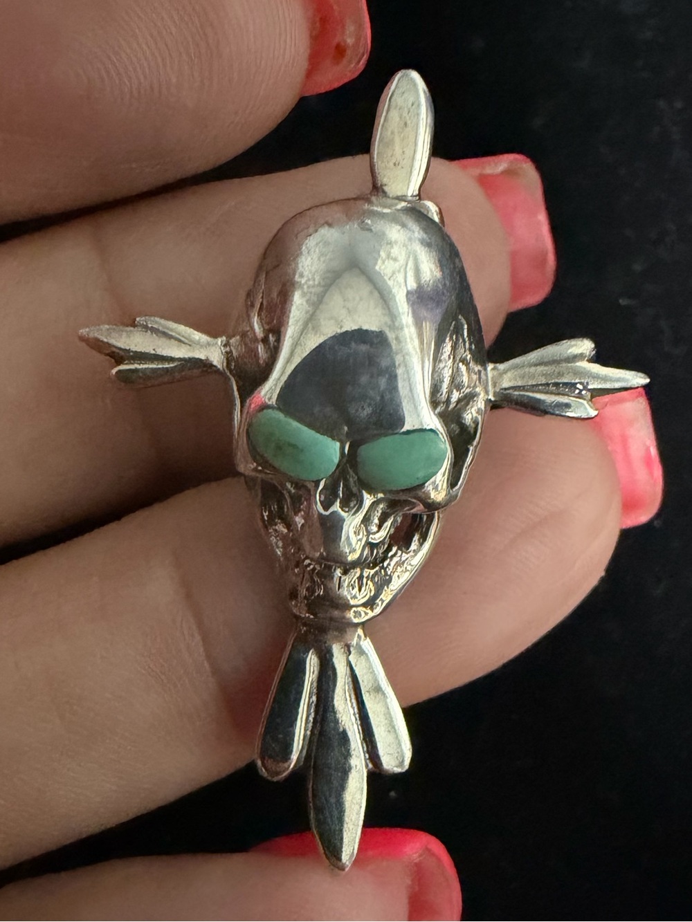 925 Sterling silver turquoise skull pendant